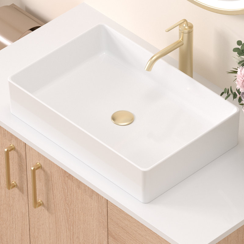 Lavabo de salle de bain vasque rectangulaire en céramique Modern