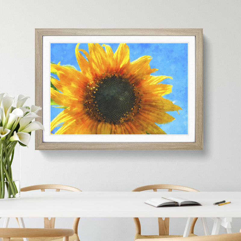 Sunflower Vol.4 - Picture Frame Painting, 48cm H x 65cm W x 2cm D, Oak Framed