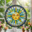 Panneau de vitrail Sun Face ， 7,8H-708133260