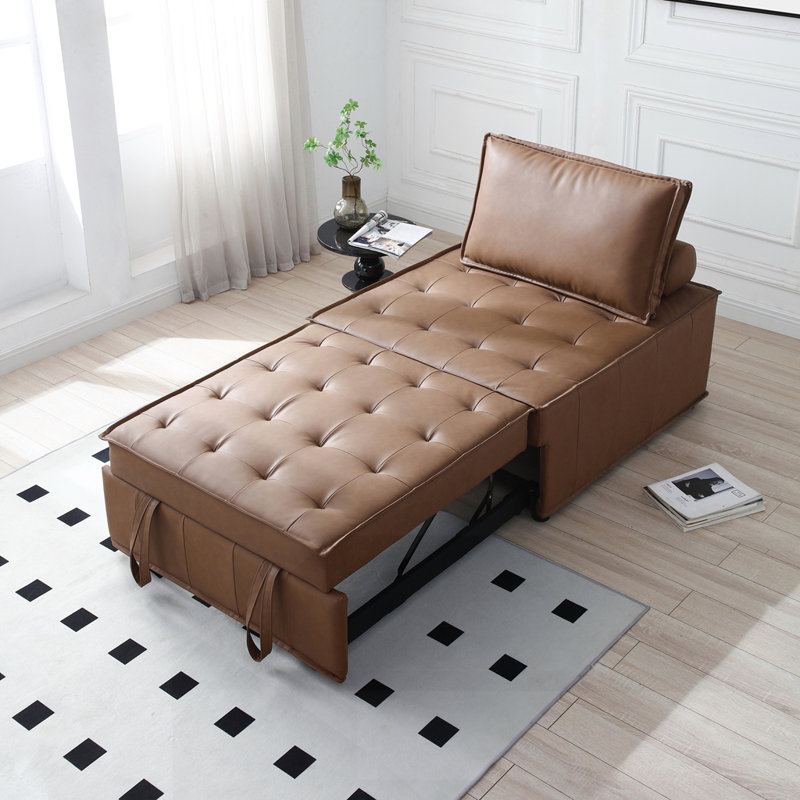 Repose-pieds multi-usages en similicuir, Brun