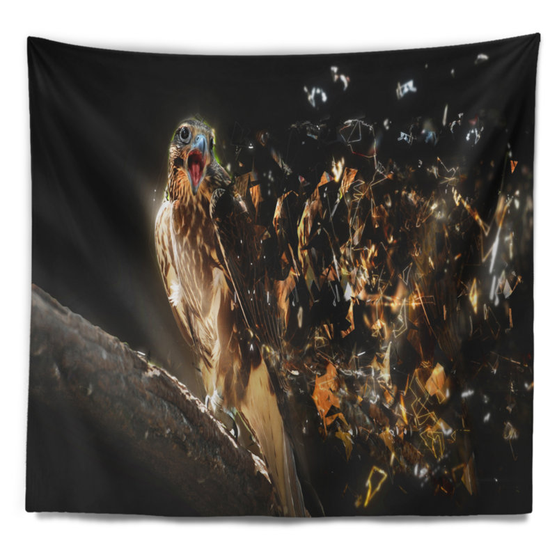 Tapisserie Falcon avec bec ouvert, H 78 po x l 92 po