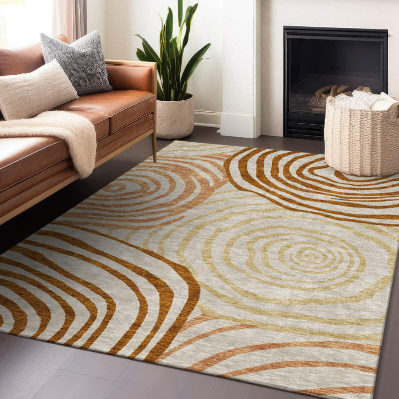 Tapis terre cuite lavable à la machine Premium Prisco, Rectangle 2 pi 6 po x 3 pi 10 po