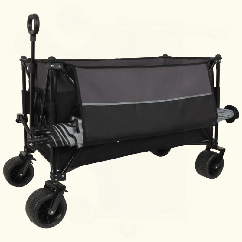 Grand chariot à chariot pliant robuste, Noir/gris
