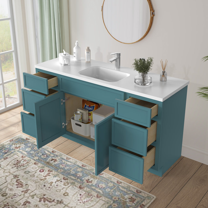 Base de meuble-lavabo simple 60 po seulement, Bleu sarcelle
