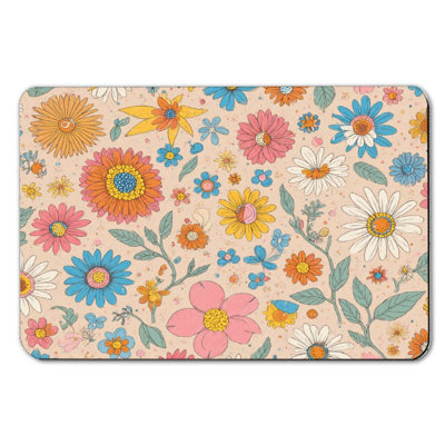 Colorful Floral Accent Bath Mat, 36 X 24