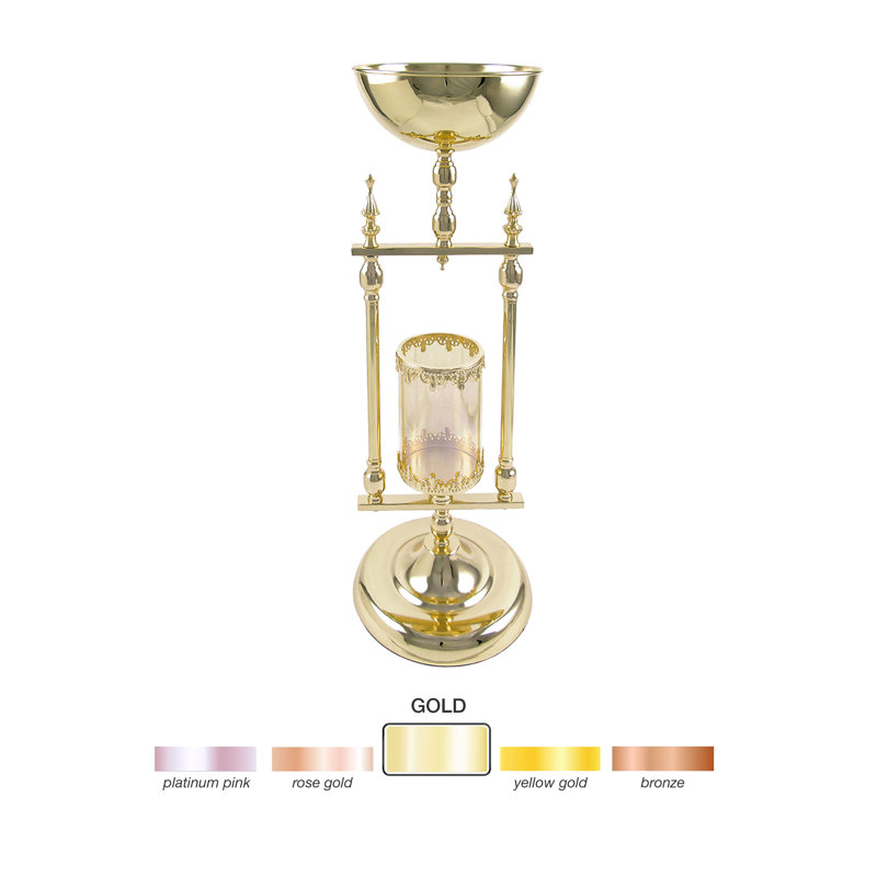 Fabre Hurricane Candle Holder Riser Centerpiece Decor, 26.5" H x 9" W x 9" D, Gold