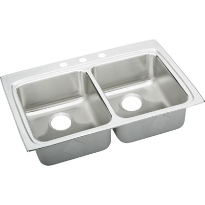 Évier de cuisine à double cuve encastrable L 33 po x l 21,25 po Lustertone