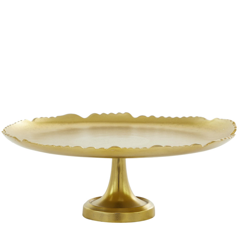 Présentoir à gâteaux en aluminium et métal avec base piédestal, Or