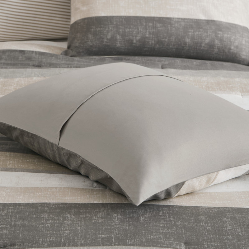 Jaxon Comforter Set with Bed Sheets, Twin Comforter + 4 Additional Pieces, Taupe/Gray