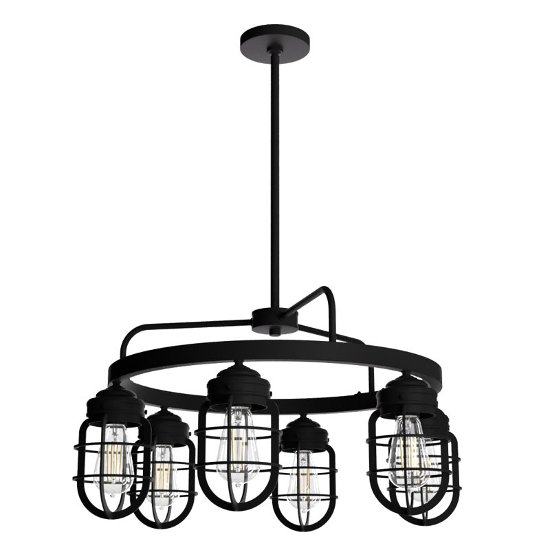 Starklake 6 - Light Unique / Statement Wagon Wheel Chandelier, Natural Iron
