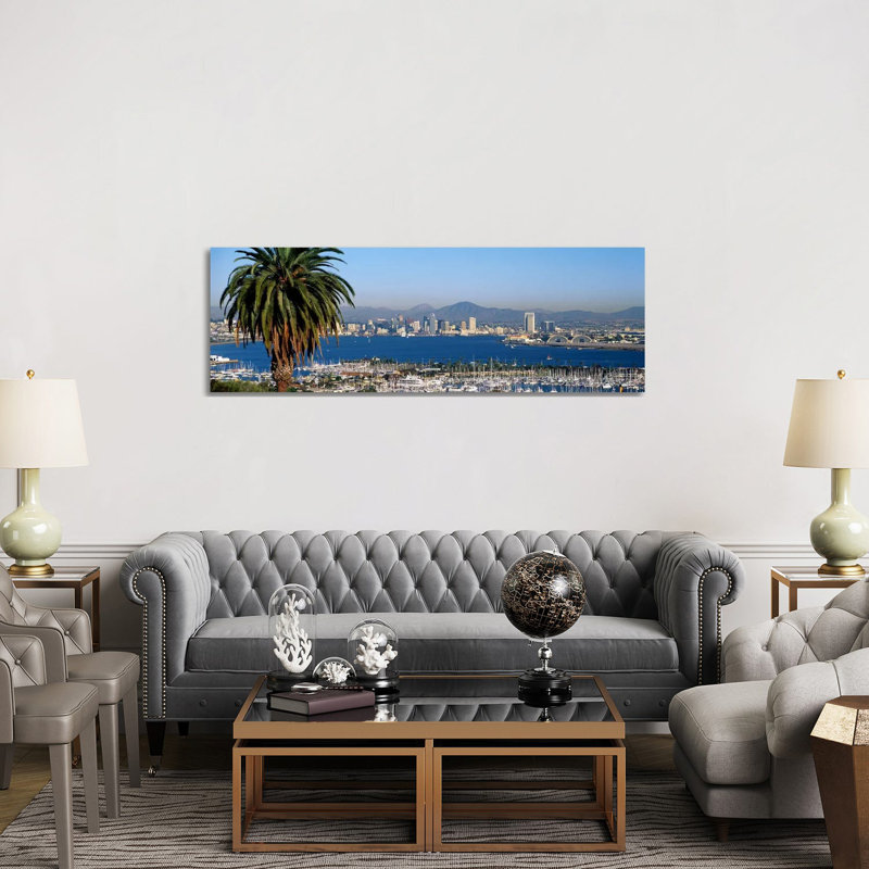 San Diego CA 1 Piece Wrapped Canvas Panoramic Wall Art, 152.4 cm H x 50.8 cm W x 1.91 cm D
