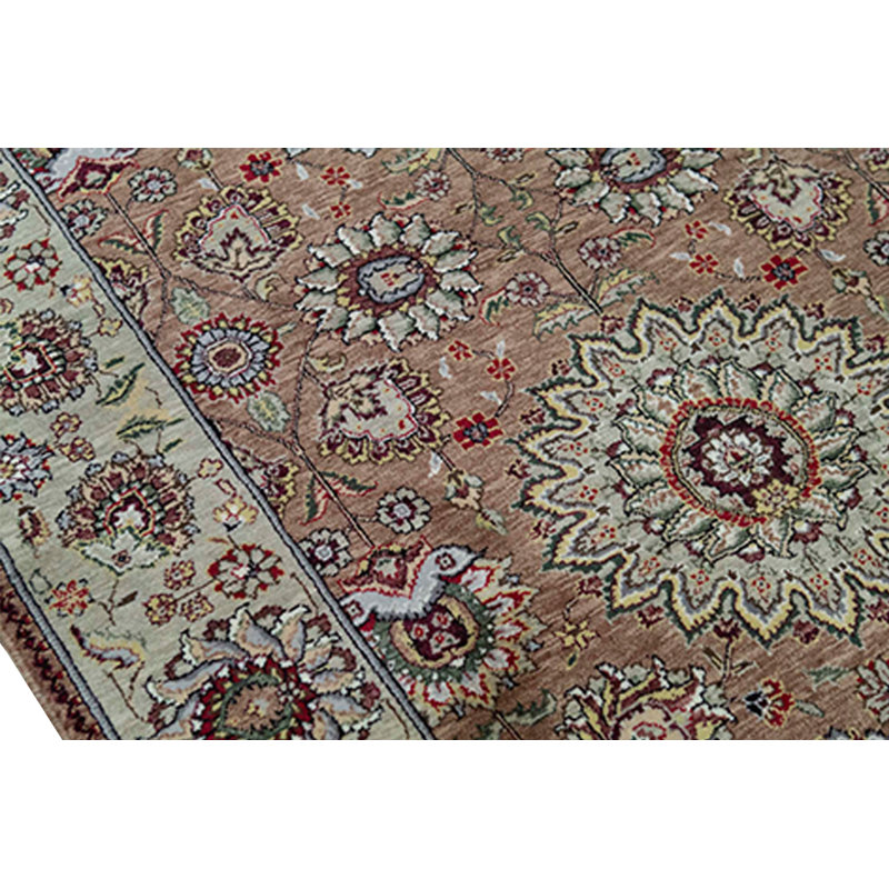 Tapis brun et doré de haute qualité noué à la main