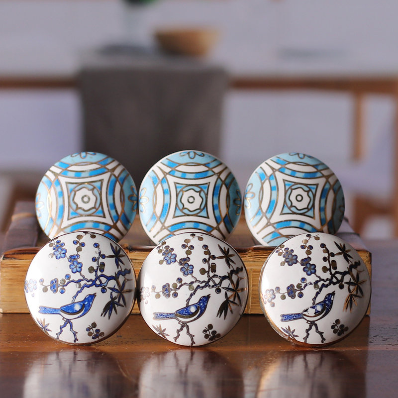 Ensemble de 6 boutons en céramique Novica Blissful Harmony faits à la main