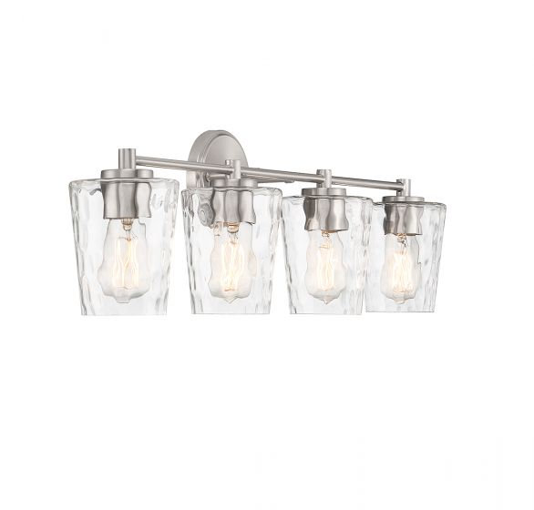  Éclairage pour salle de bain 4 lumières Ballas en nickel satiné, H 9,75 po x l 31,5 po x P 31,5 po, Argent argent