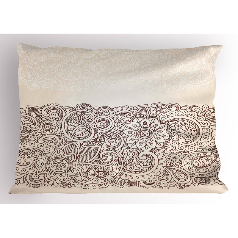 Ensemble de 2 taies décoratives de style oriental mandala à motif cachemire 36 "x 20" brun clair Ambesonne