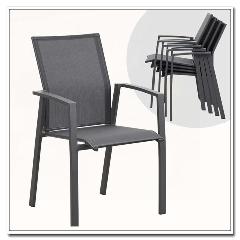 Set of 4 Fully Assembled Stackable Aluminum Patio Dining Chairs