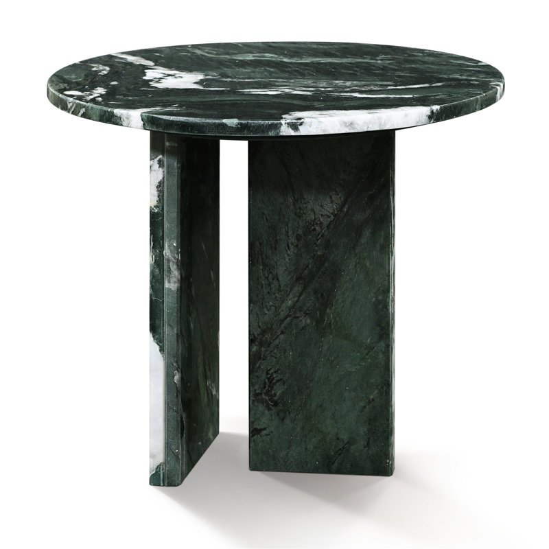 Table basse ronde en marbre naturel, 17,7 po de largeur, style luxueux, surface polie H 15,8 po, finition, assemblage facile