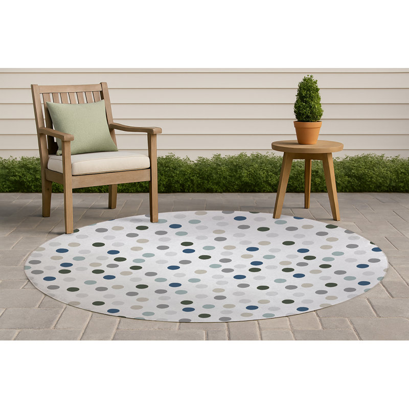 Tapis d'extérieur antidérapant Always Polka, Rond 5 pi