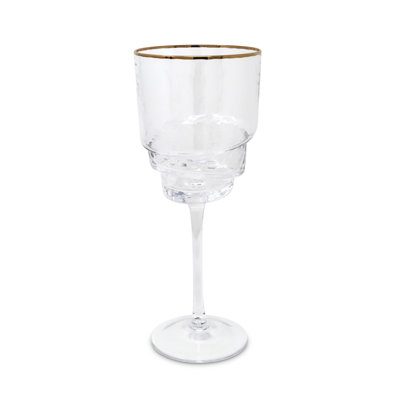 Verres à vin Kica avec fond et bordure dorée Kica, H 8 po