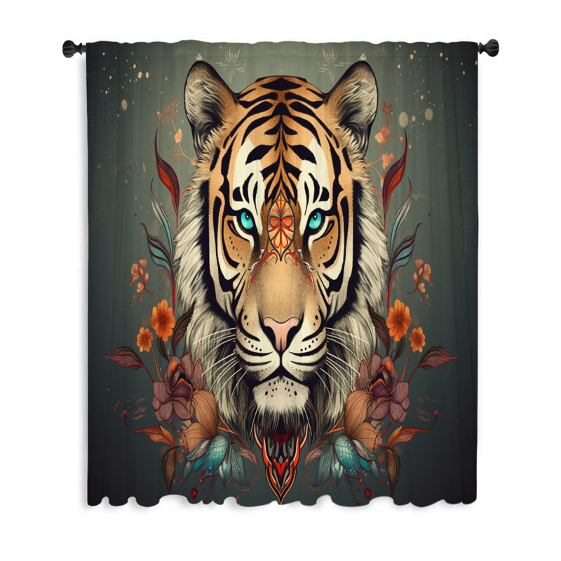 Tiger Animal Blackout Curtain, 53" W x 87" L