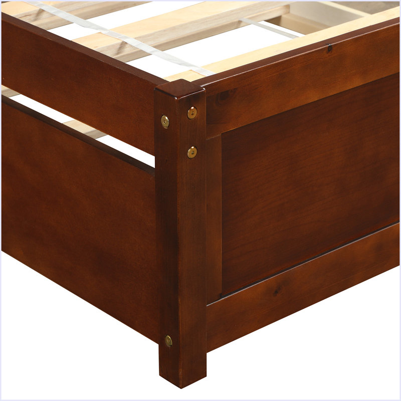 Base de lit simple avec lit gigogne en bois, Noyer