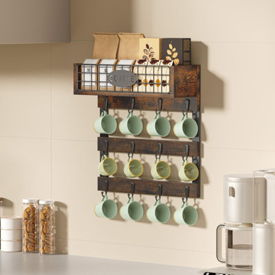 Wall-Mounted Mug Holder with 12 Hooks