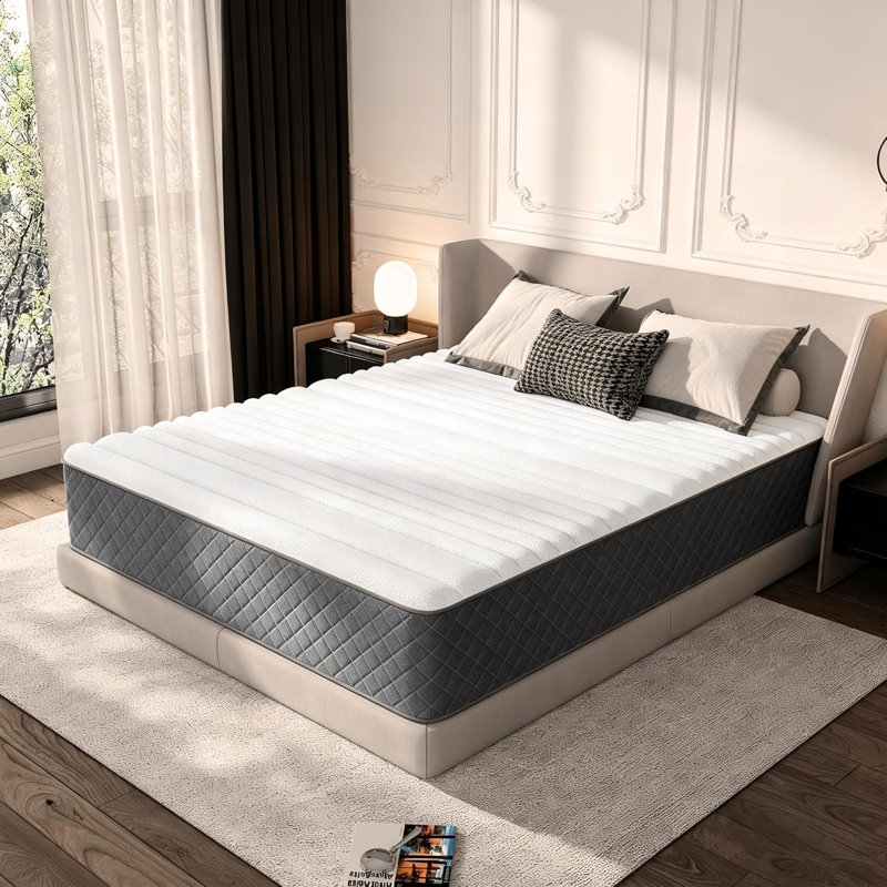 12-inch Hybrid Mattress: Comfortable top layer + individual pocketed springs, medium hardness support, safe and environmentally friendly, certified by CertiPUR-US/SGS