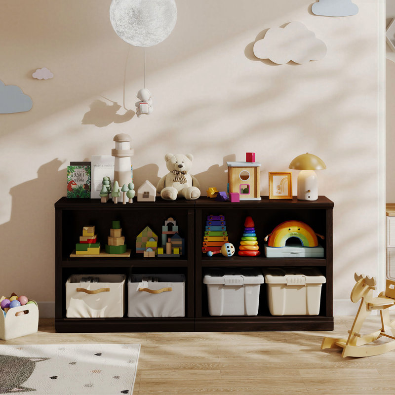 Bibliothèque à 2 niveaux 30 ", étagère de rangement pour bureau à domicile avec tablette réglable, Cerise foncée