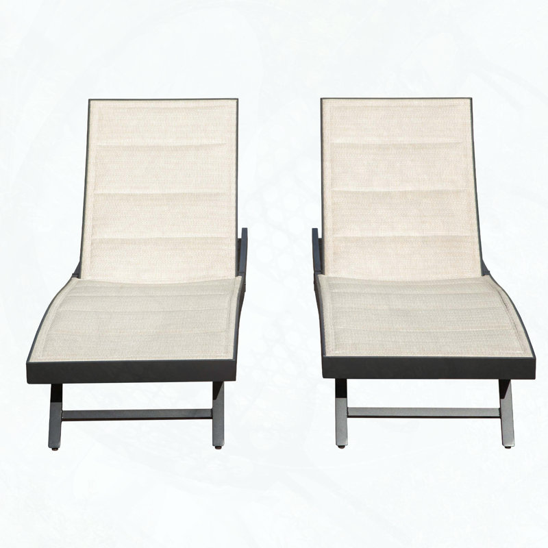 Ensemble de 2 chaises longues de patio avec structure en aluminium et 5 positions réglables