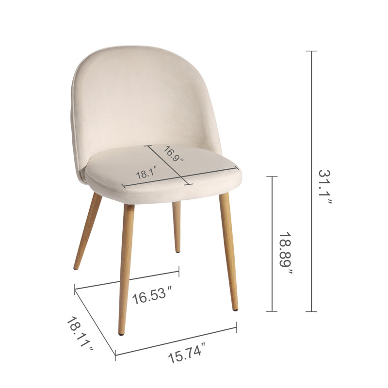 Modern Dining Chair Velvet Chairs, Dining Table Chairs Upholstered Chairs with Backrest Wooden Style Metal Legs for Dining Room, Living Room, Restaurant Cafe
