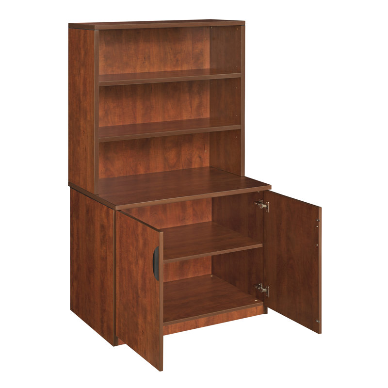 Nevjana Storage Cabinet with Open Hutch, Cherry