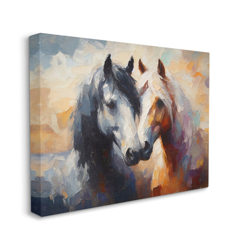 «Hugging Horses», reproduction sur toile par Ramona Murdock, H 30 po x l 40 po x P 1,5 po