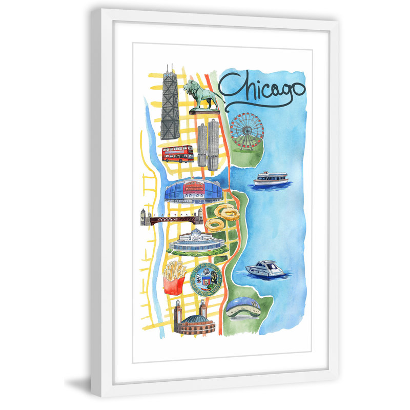 Famous Chicago - Single Picture Frame Painting, 46cm H x 30cm W