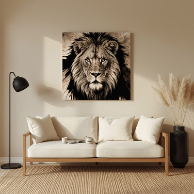 Faune, lion d'Afrique, art mural en métal noir