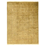 Hand Knotted Wool Oriental Area Rug in Gold