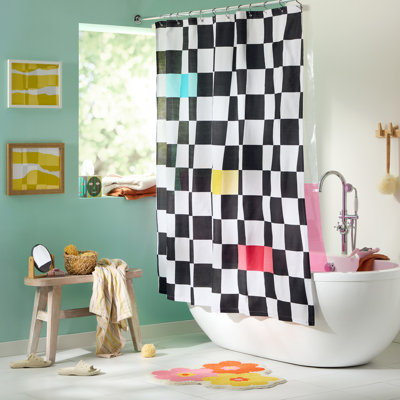 Rideau de douche en tissu à damier Town & Country Play 70 "x 72" Betty Bold