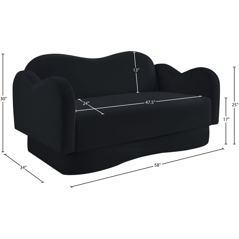 Causeuse Redwan, Velours noir