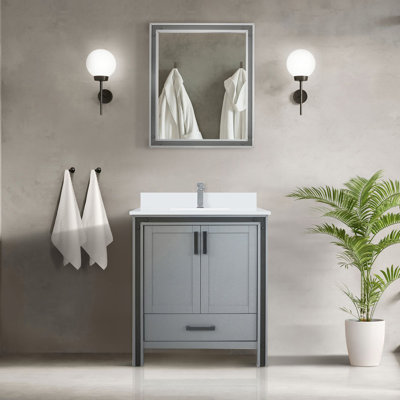 30 In. W X 22 D Dark Grey Bath Vanity With 28 Mirror & Personalized Storage Sumptuous