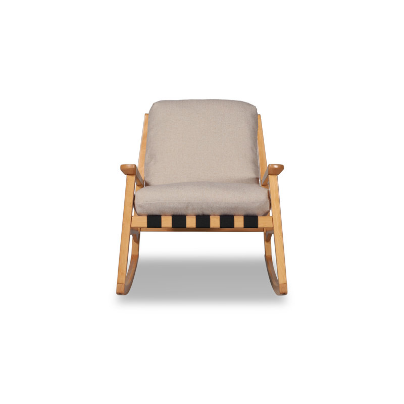 Chaise berçante Mid Century, Beige, Beechwood