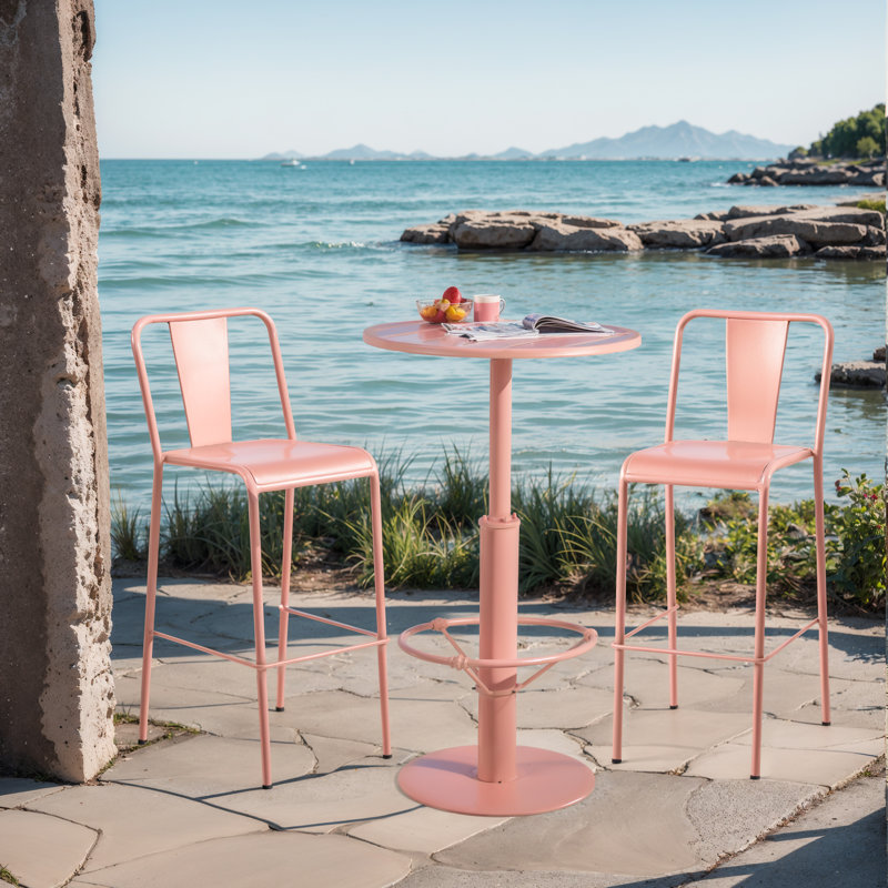 Onnilde 2 - Person Steel Patio Dining Set Round Table