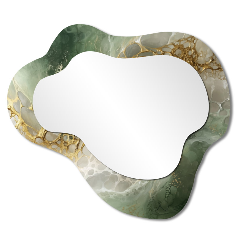 Miroir décoratif asymétrique Ephemeral Emerald Pathway To The Gemstone I, 25 po x 28 po