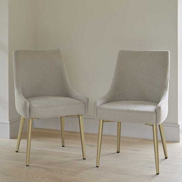 Dining Chairs - Set of 2, Beige, Gold