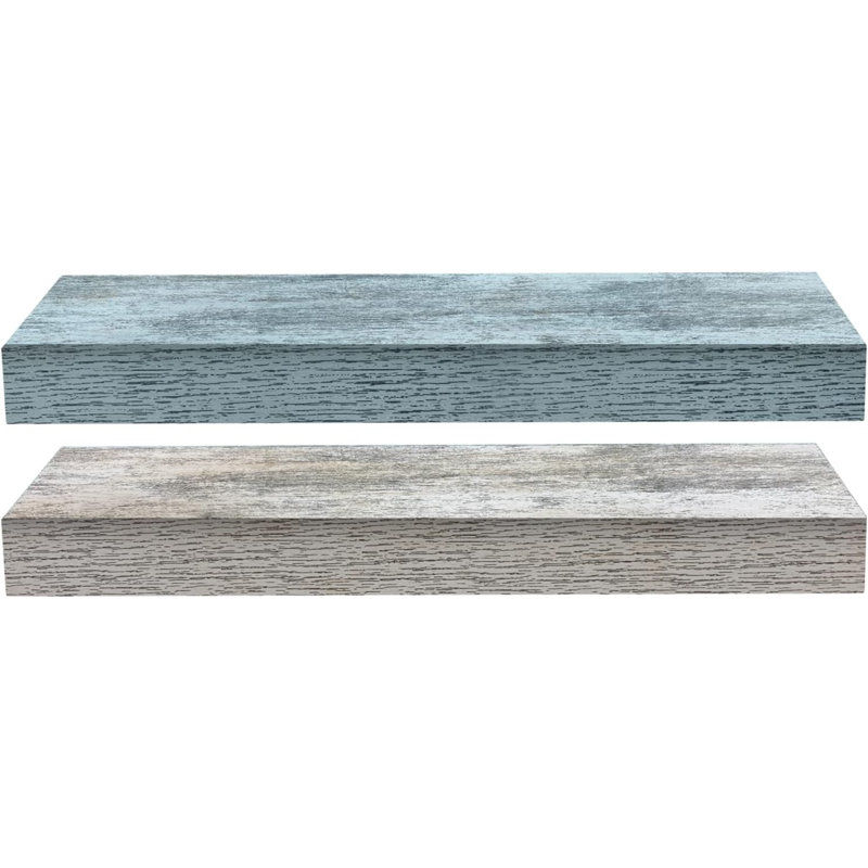 Swanfield Sorbus 16" Long Floating Shelves with Invisible Mounting Set of 2, Blue/White