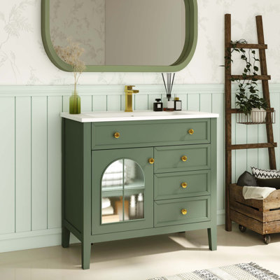 Meuble-lavabo de salle de bain Mid-Century Farmhouse