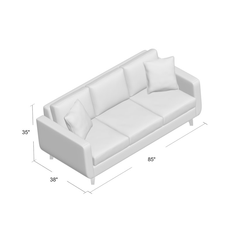 Canapé à accoudoirs carrés 85 po avec coussins réversibles Loy, Bleu marine Entice