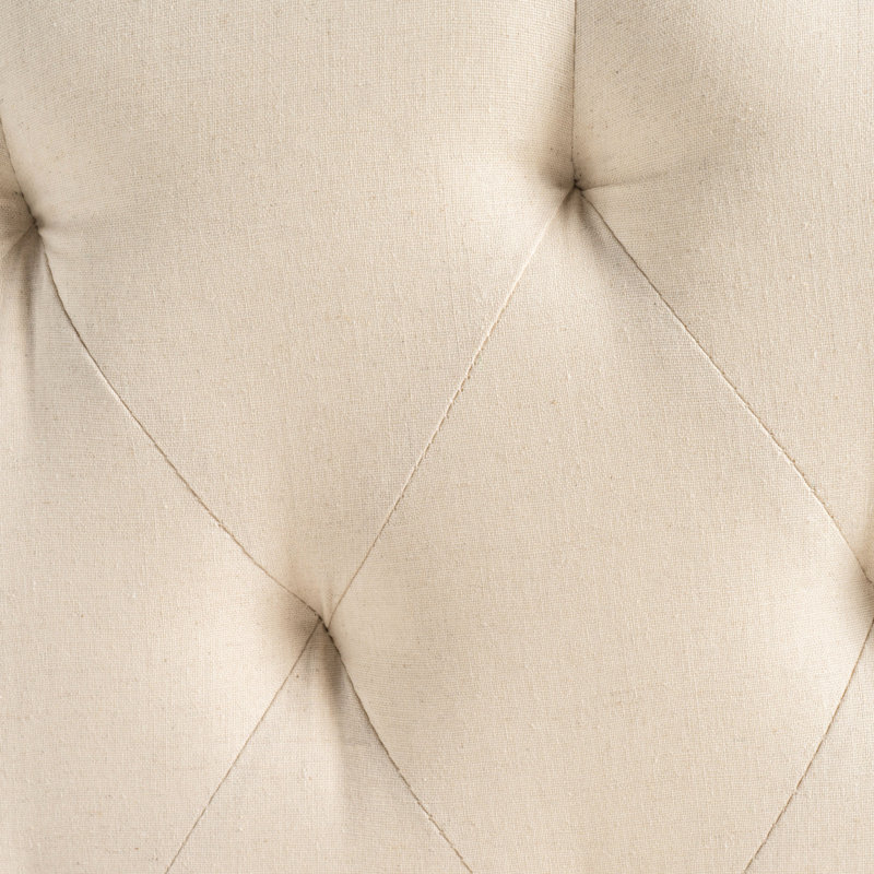 Queen Headboard With Contemporary Flair - Button Stitching And Diamond Pattern Nailhead Accented Beige Upholstered Assembly Required For Bed Stitch Detailing Accents