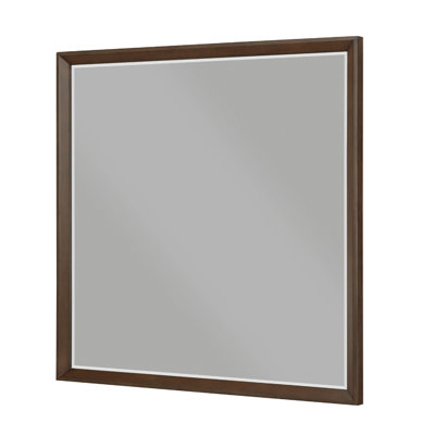 Soly Dresser Mirror, Rustic Walnut Brown Wood Frame, 40 X 53