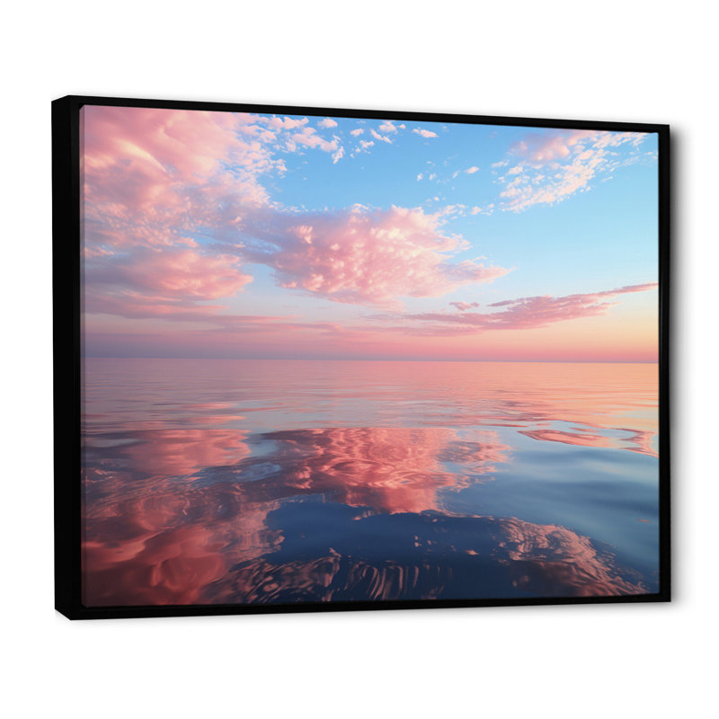 Ciel sérénité sur toile, H 16 po x l 32 po x P 1 po, Cadre flottant noir