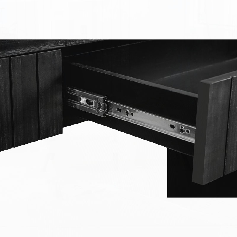 Table d'entrée 59 po, deux tiroirs à poignées cachées, console de ferme, assemblage facile, Noir antique