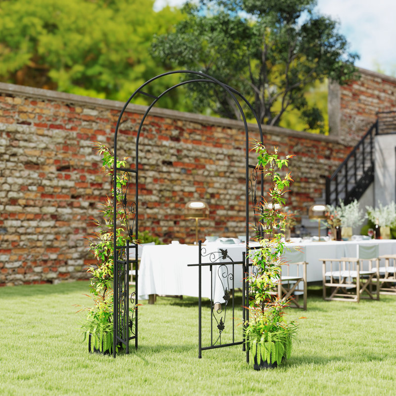 107cm W x 45cm D Steel Arbour Gate in Black